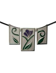 Sterling Silver Madeleines Simplicity 3-PieceAmerican Quilt Necklace Pendant. Made in USA.