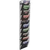 Displays2go Wall Mount Literature Rack Organizer, 10 Pockets, Black Steel Mesh (MSHWL10BK)