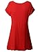 Doublju Women Short Sleeve Round Neck Loose Fit Long Tunic Top