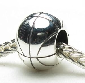 Basketball .925 Sterling Silver Bead Charm for Sports Lover