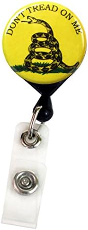 Buttonsmith® Gadsden Flag (Don't Tread On Me) Deluxe Retractable Badge Reel With Alligator Clip and Extra-Long 36 inch Standard Duty Cord - Made in the USA, 1 Year Warranty