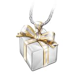 Granddaughter Gift Box-Shaped Diamond Pendant Necklace: Grandma's Gift by The Bradford Exchange