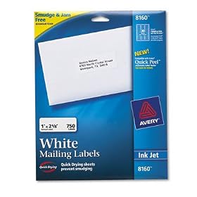 AVE8160 - White Ink Jet Mailing Labels by Avery