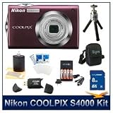 cheap Nikon Coolpix S4000 Digital Camera (Plum), 12 Megapixels, 4x Wide-Angle Optical Zoom (27-108mm), 3
