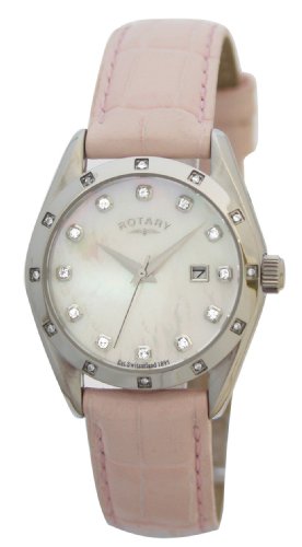 Rotary Rls00001 41 L Ladies Date Display Pink Leather Strap Watch