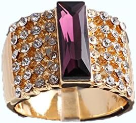 large size purple zircon stone rings 24K gold plated wide copper rings 8inches