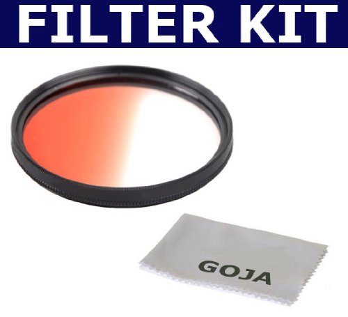 52MM Half Color and Half Orange Graduated Filter for any 52MM Camera Lens (High Quality) + 1 Ultra Fine Microfiber Cleaning Cloth GOJA Logo