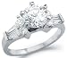 Solid 14k White Gold Engagement Solitaire Large CZ Cubic Zirconia Ring 2 ct.