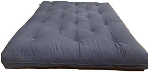 6 Inch Futon Mattress with 1 5" Fibre Foam Pad, 4 Layers Flame Retardant Cotton, (Full) Navy