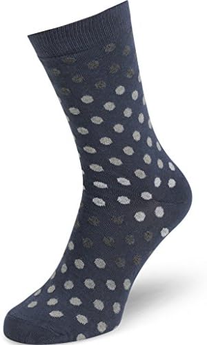 Feetly Men's Combed Cotton Small Polkadot Dress/Casual Socks, European Quality, Dk Navy, 39-42 EU shoe size