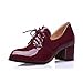 Latasa Womens Elegant Mid-Heel Chunkt Patent Leather Lace-up Oxford Shoes