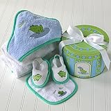 Finley the Frog Four-Piece Hat Box Bath Time Gift Set New Baby Gift