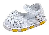 Ziweiba 女の子 お花モチーフ サンダル 革 子供靴 ベビーシューズ つま先保護 キッズ 女の子 女児用 マジックテープ 滑り止め おしゃれ ファーストシューズ (10.5cm(15), Aホワ