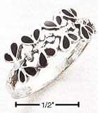 Sterling Silver Four Butterflies With Black Onyx Inlay Ring - Size 7.0