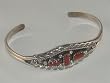 Navajo Sterling Silver Bracelet with Coral - BR-0026