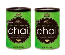 2 canisters of Tortoise Green Tea Chai, 14oz. by Chai Beverages