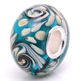 (Free Shipping) Solid Silver Core 925 Stamped European Turquoise Hawaii Ocean with Flowers Murano Glass Bead Charm Fits Pandora Biagi Chamilia Troll Beads Bracelets