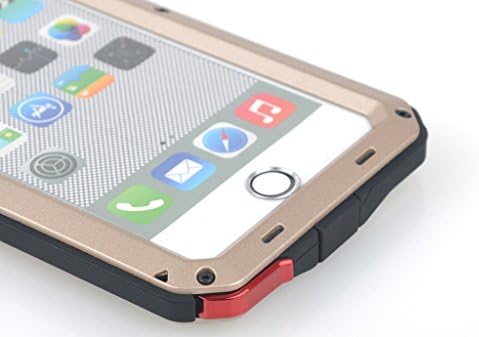 iPhone 6 Plus Case, COMC iPhone 6 5.5" Metal case [Science Hybrid Premium Metal] Full-Body Aluminum Structures with Silicone - Extreme Water Resistant Dust/Dirt Shockproof / Dust Proof Military Heavy Screen Protector - Hard Aluminum Dual Layer Protective Case for Apple iPhone 6 5.5 Inch (Gold)