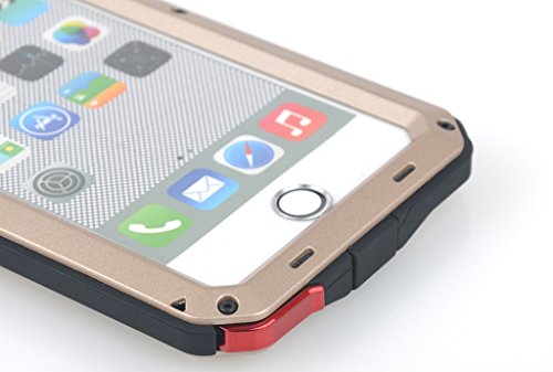 iPhone 6 Plus Case, COMC iPhone 6 5.5" Metal case [Science Hybrid Premium Metal] Full-Body Aluminum Structures with Silicone - Extreme Water Resistant Dust/Dirt Shockproof / Dust Proof Military Heavy Screen Protector - Hard Aluminum Dual Layer Protective Case for Apple iPhone 6 5.5 Inch (Gold)