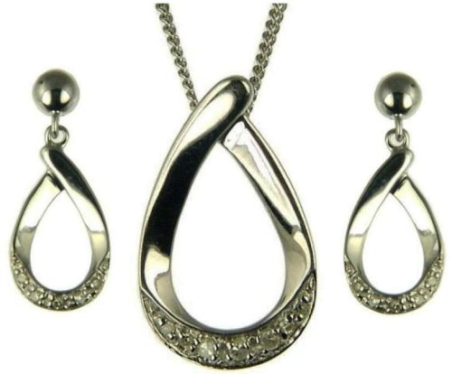 9ct White Gold 5 Point Diamond Loop Dropper Collection