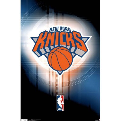 Professionally Framed New York Knicks Logo Sports Poster - 22x34 with RichAndFramous Black Wood Frame