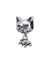 Zable (tm) Sterling Silver Cat With Mouse Pandora Compatible Bead / Charm