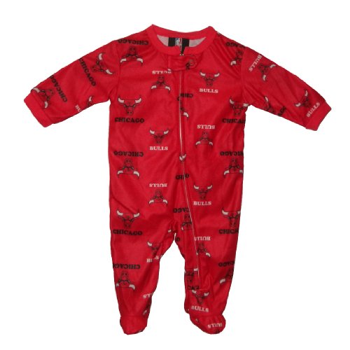 NBA Chicago Bulls Baby Comfortable One-Piece Footed Long Sleeve Romper 0-3M Red at Amazon.com