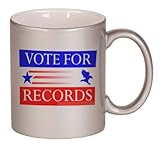 VOTE FOR RECORDS Coffee Mug Metallic Silver 11 oz VOTE FOR RECORDS Coffee Mug Metallic Silver 11 oz