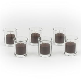 Set of 144 Votive Holders and 144 Votive Candles, Brown Unscented by Quick Candles