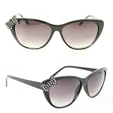 Cateye Cute Rhinestone Sunglasses 7070 Black Butterfly Purple Black Gradient Lens