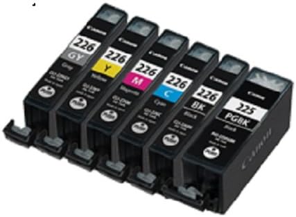 Pack of 6 Canon PGI-225BK, CLI-226BK, CLI-226C, CLI-226M, CLI-226Y, CLI-226GY compatible ink cartridges with chips for Canon Pixma MG6120, MG6220, MG8120, MG8120B. MG8220