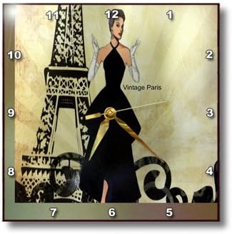 3dRose Florene Vintage Paris Wall Clock, 10 by 10-Inch