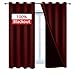 Yakamok 2 Thick Layers Completely Blackout Curtain Panels, Noise Reducing Drapes, Thermal Insulated Curtains with Black Liner for Bedroom(52Wx63L, Burgundy Red, 2 Panels)