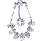 Crystalline SKULL CHANDELIER Top Dangle Belly Ring