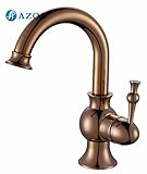 AZOS 洗面器の蛇口 黄銅製 ローズの金色 単穴 台付 冷熱混合水栓 MPDKZ073R-1