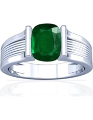 18K White Gold Cushion Cut Emerald Solitaire Ring