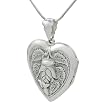 Sterling Silver Heart with Rose Locket Necklace
