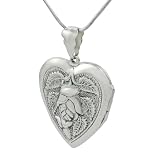 Sterling Silver Heart with Rose Locket Necklace