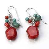 Barse Turquoise & Bamboo Cluster Sterling Silver Earrings