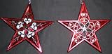 5 Red Silver & Black 5-Point Filigree Star Christmas Ornament #246178