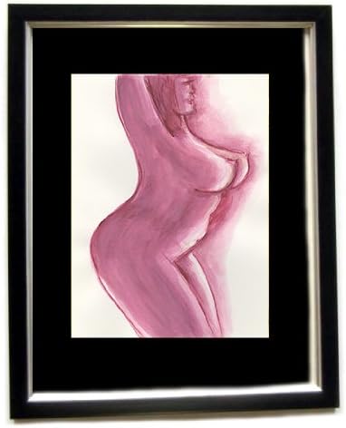 Framed & Matted Original Ar Bordeaux Boudoir BBW Voluptuous Curvy Woman Nude Female Watercolor Painting