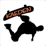 SKATEBOARD BOY WALL STICKERS ART DECALS DECOR(ADD CUSTOM NAME-EMAIL NAME THRU AMAZON AFTER CHECKOUT)), BLACK