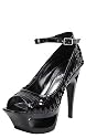 Mica09 Square Sequin Cutout Platform Heels BLACK