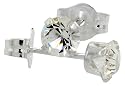 April Birthstone Clear-Colored 4mm (0.25 Carat Each) Swarovski Crystal Sterling Silver Stud Earrings