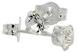 April Birthstone Clear-Colored 4mm (0.25 Carat Each) Swarovski Crystal Sterling Silver Stud Earrings