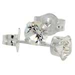 April Birthstone Clear-Colored 4mm (0.25 Carat Each) Swarovski Crystal Sterling Silver Stud Earrings