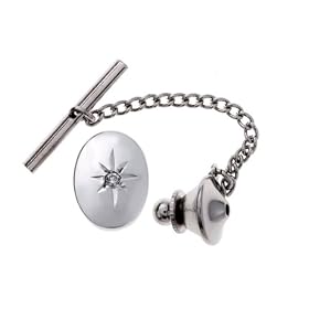 Sterling Silver Diamond Starburst Tie Tack