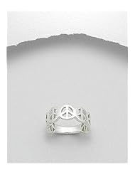 Peace Symbol Ring In 92.5 Sterling Silver