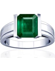18K White Gold Emerald Cut Emerald Solitaire Ring