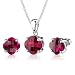 Jewelry : Classic Delight: 10.00 carat Checkerboard Lily Cut Ruby Pendant Earring Set in Sterling Silver